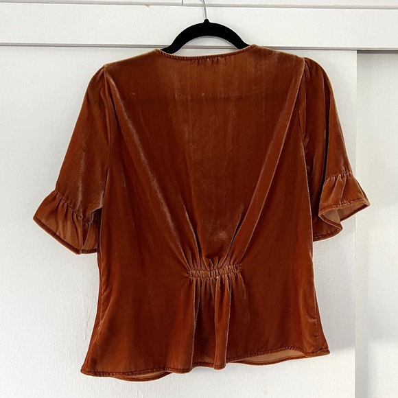 Madewell Velvet Button Down Ruffle Sleeve Blouse Size 6 - Picture 7 of 7